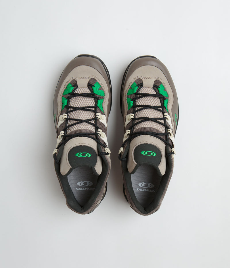 Salomon XT-Quest 2 Shoes in Falcon and Cement / Bright Green