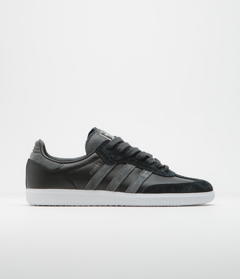 Adidas Samba ADV Shoes in Core Black and Carbon / Silver Metallic