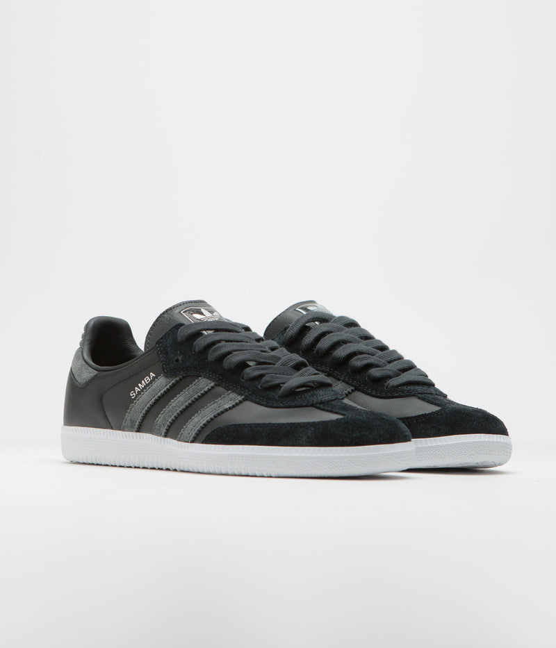 Adidas Samba ADV Shoes in Core Black and Carbon / Silver Metallic