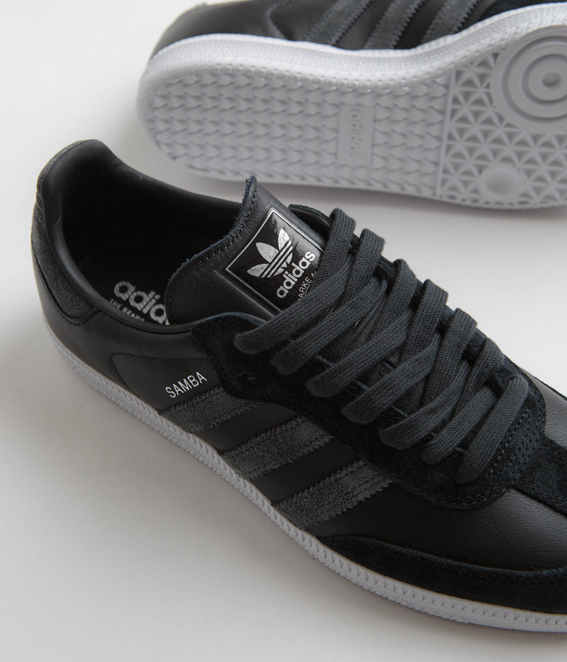Adidas Samba ADV Shoes in Core Black and Carbon / Silver Metallic