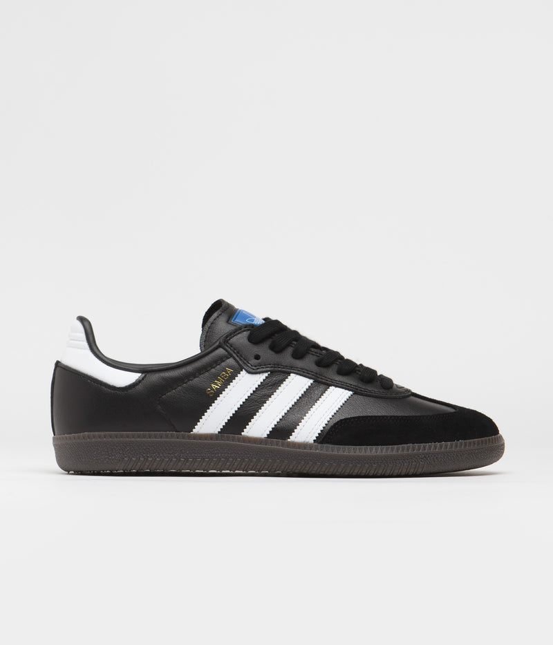 Adidas Samba Adv Shoes in Core Black and FTWR White / Gold Metallic