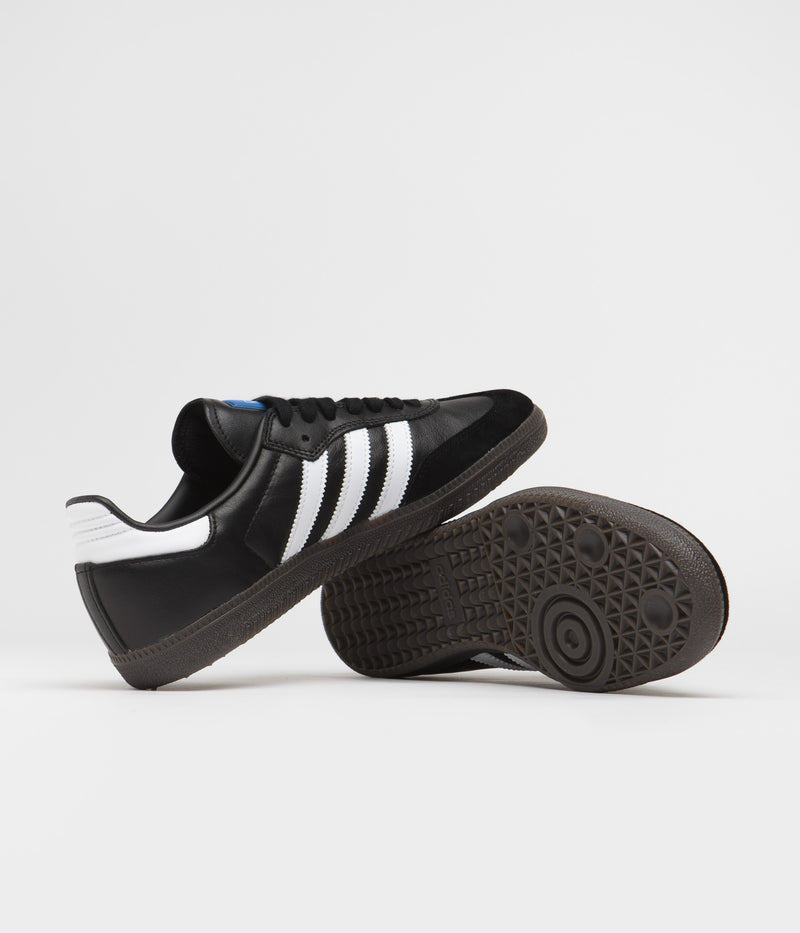 Adidas Samba Adv Shoes in Core Black and FTWR White / Gold Metallic