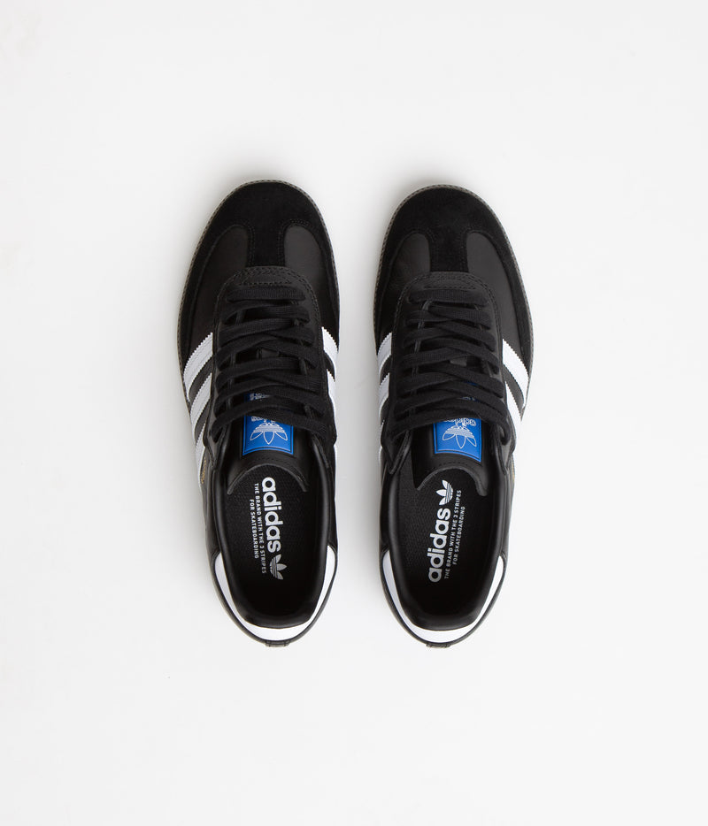Adidas Samba Adv Shoes in Core Black and FTWR White / Gold Metallic