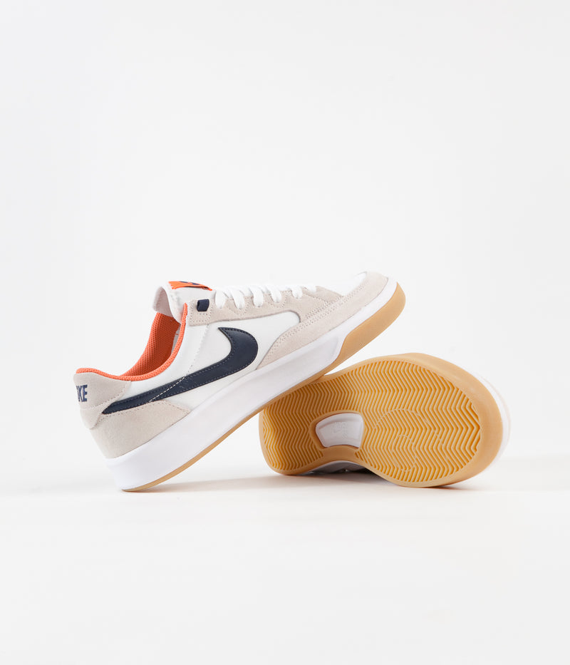 Nike SB Adversary Premium Shoes in White and Midnight Navy and Turf Orange