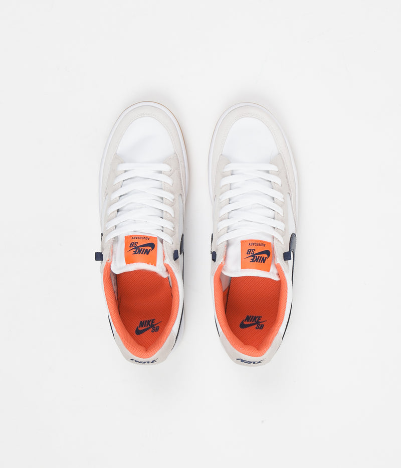Nike SB Adversary Premium Shoes in White and Midnight Navy and Turf Orange