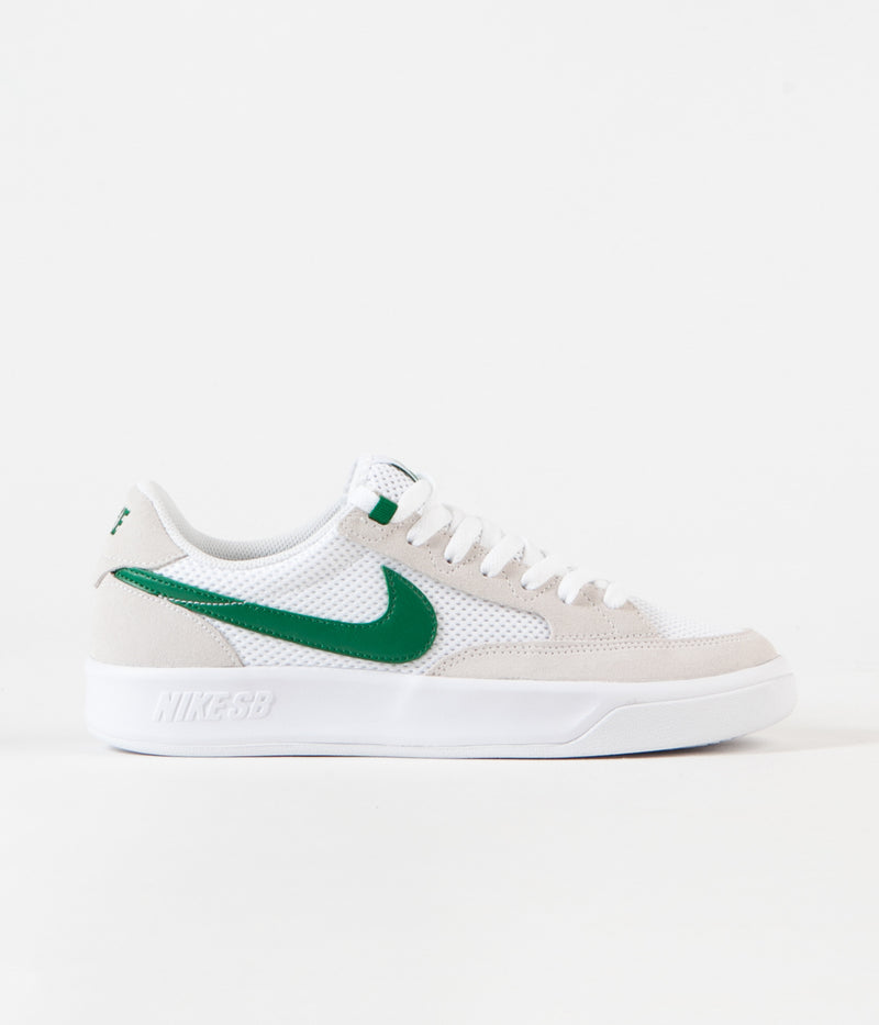 Nike SB Adversary Shoes in White and Pine Green and White - White