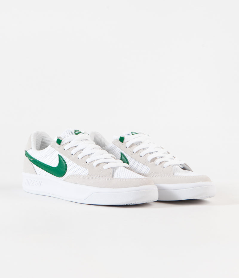 Nike SB Adversary Shoes in White and Pine Green and White - White