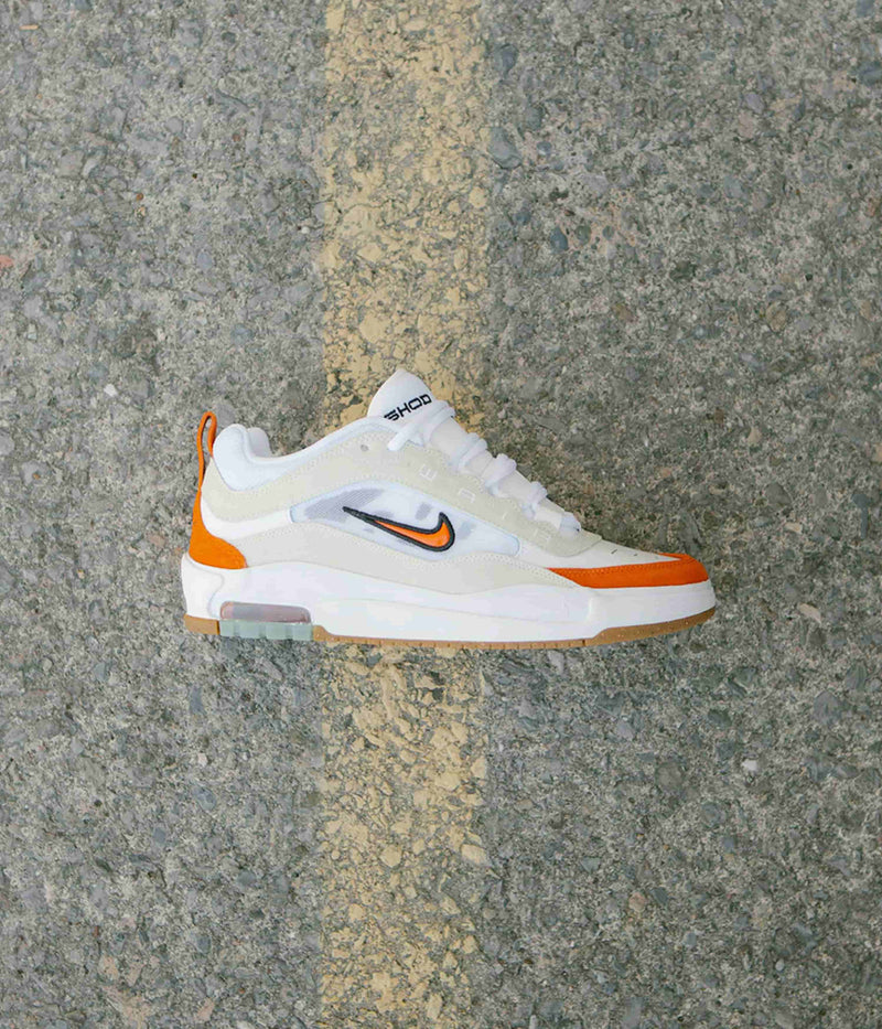 Nike SB Air Max Ishod Shoes in White and Orange and Summit White - Black