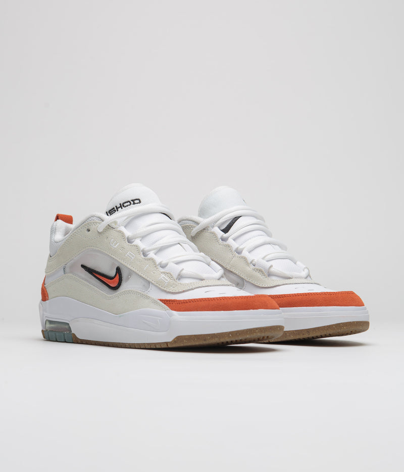 Nike SB Air Max Ishod Shoes in White and Orange and Summit White - Black
