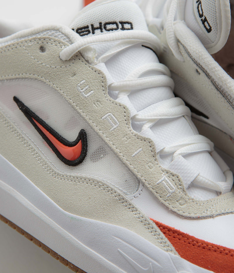 Nike SB Air Max Ishod Shoes in White and Orange and Summit White - Black