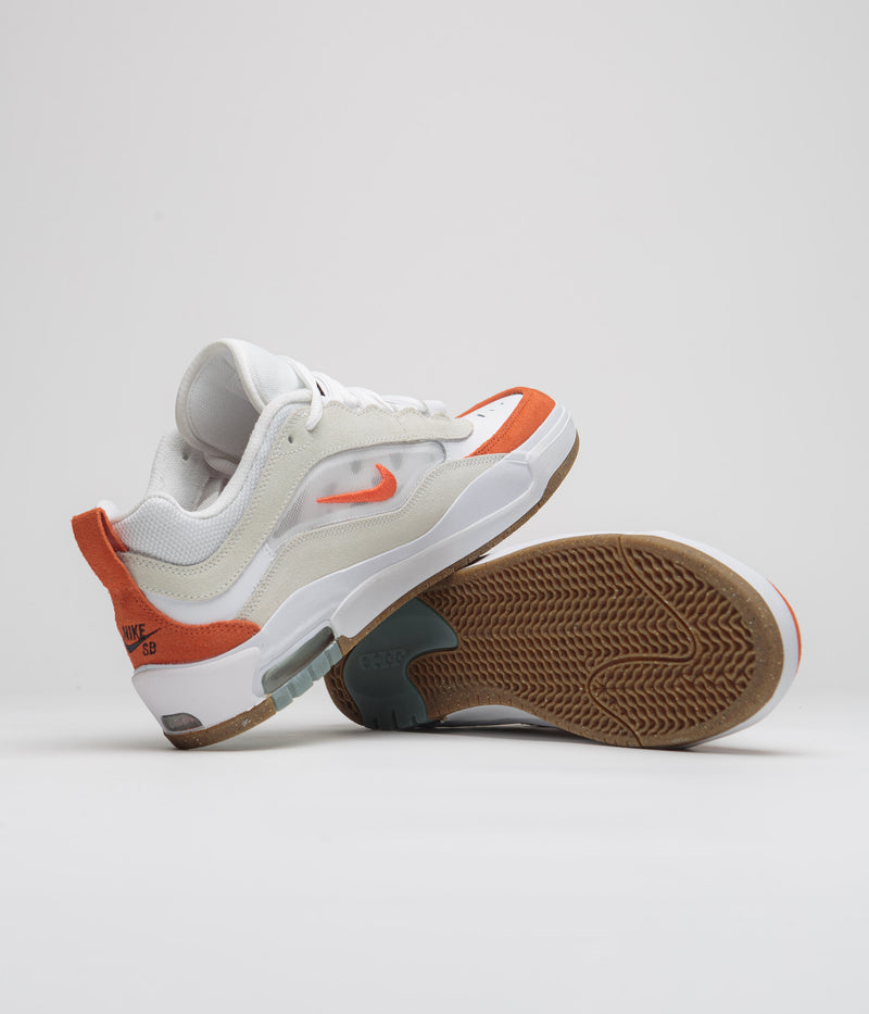 Nike SB Air Max Ishod Shoes in White and Orange and Summit White - Black