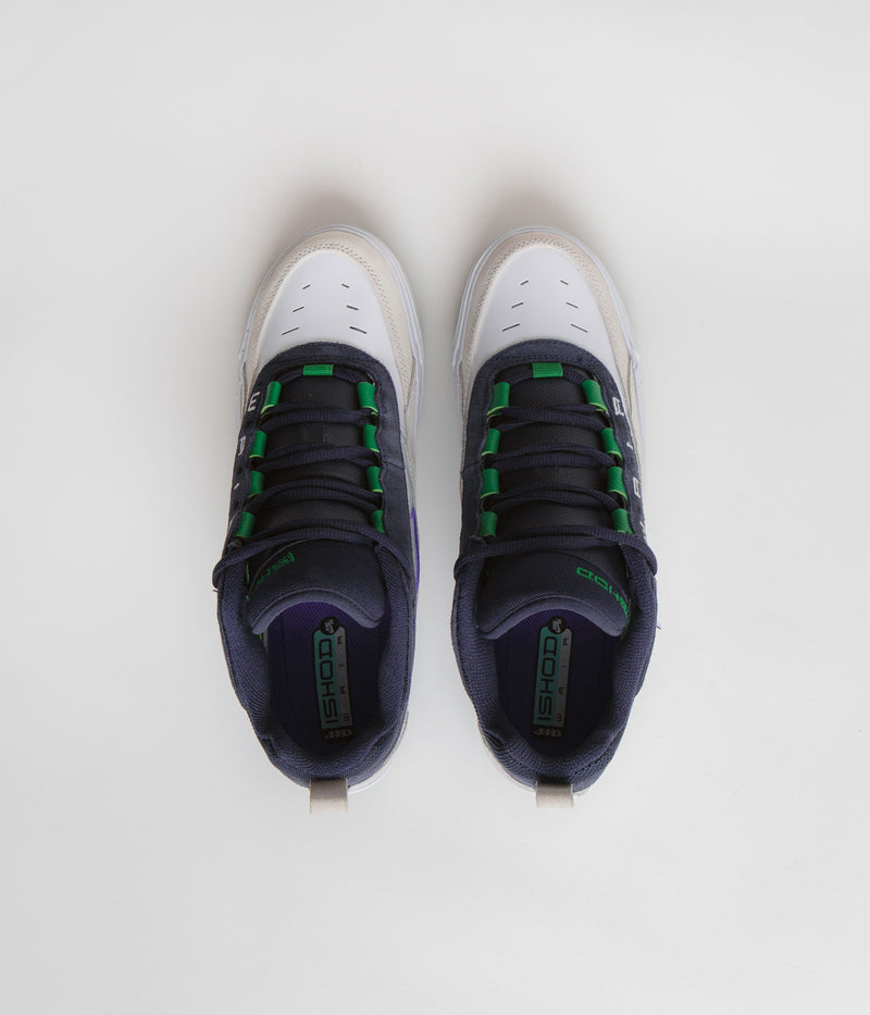 Nike SB Air Max Ishod Shoes in White and Persian Violet and Obsidian - Pine Green