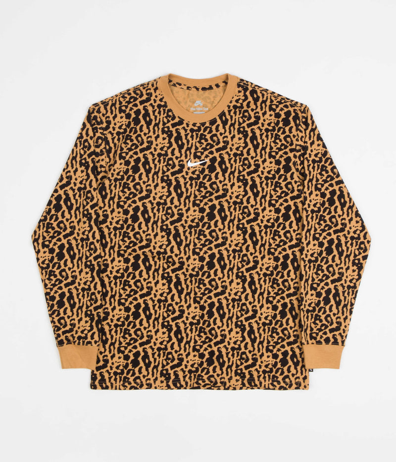 Nike SB Animal Print Long Sleeve T-Shirt in Elemental Gold and Black