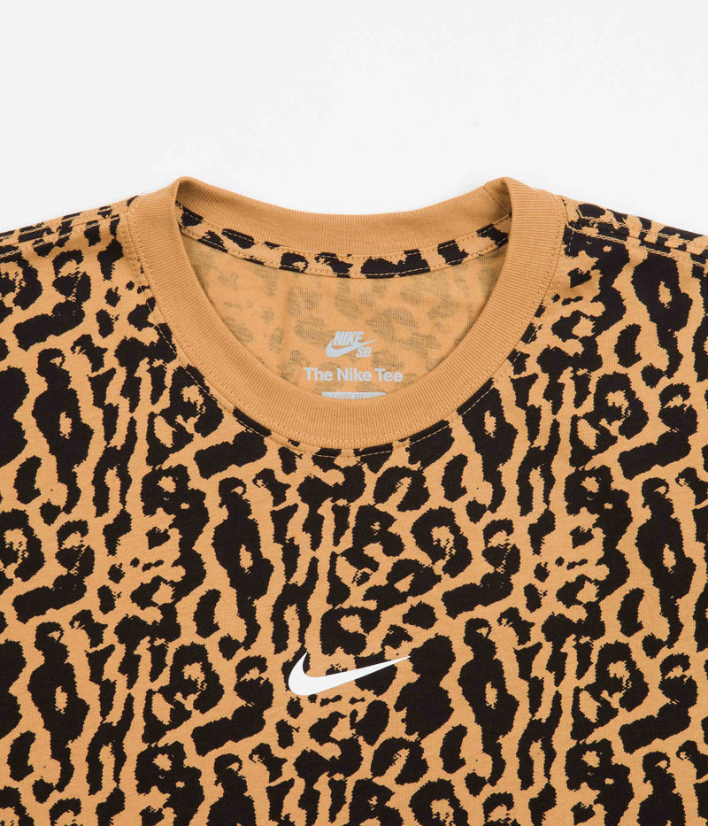 Nike SB Animal Print Long Sleeve T-Shirt in Elemental Gold and Black