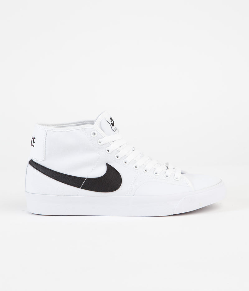 Nike SB Blazer Court Mid Shoes in White and Black and White