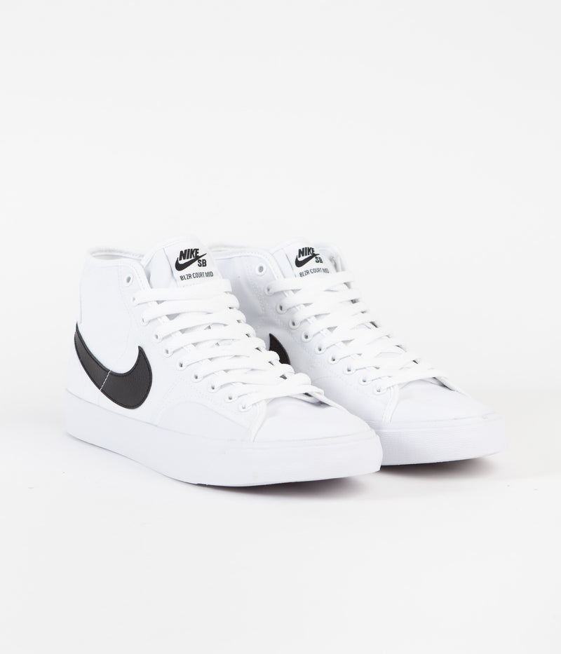 Nike SB Blazer Court Mid Shoes in White and Black and White