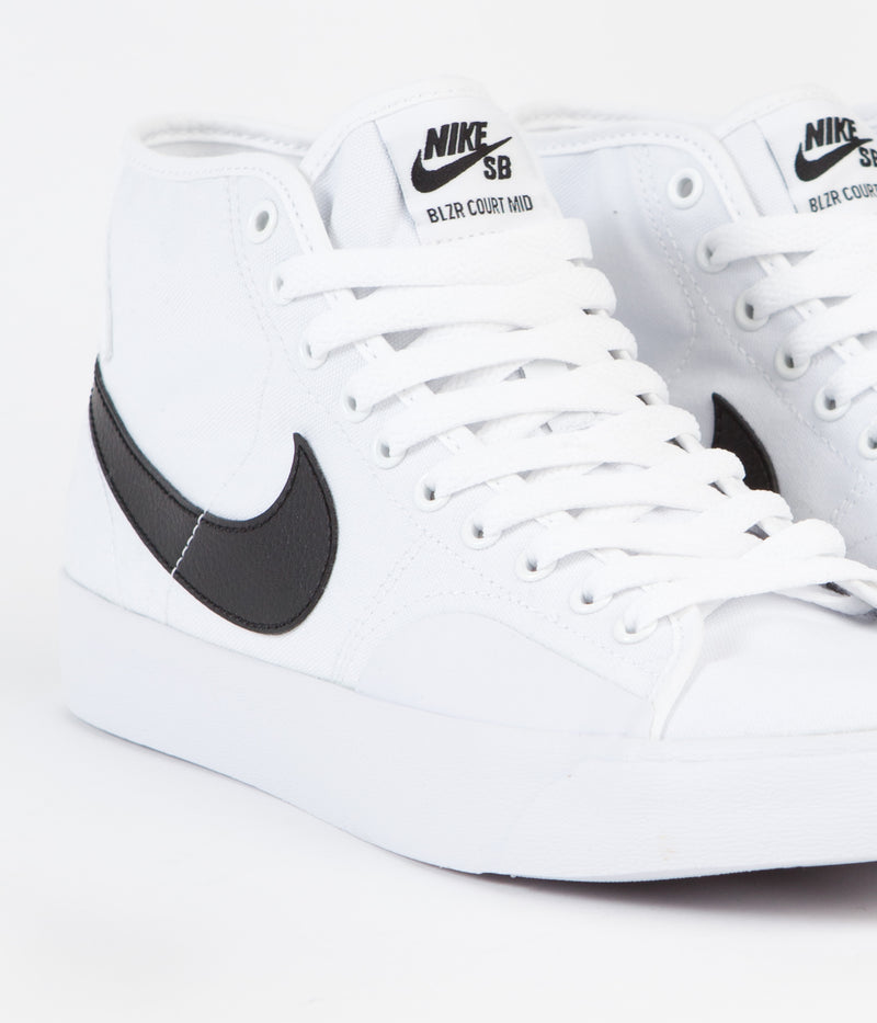 Nike SB Blazer Court Mid Shoes in White and Black and White
