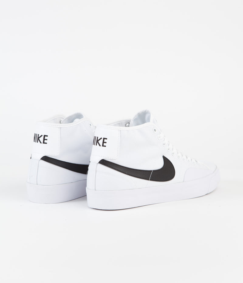 Nike SB Blazer Court Mid Shoes in White and Black and White
