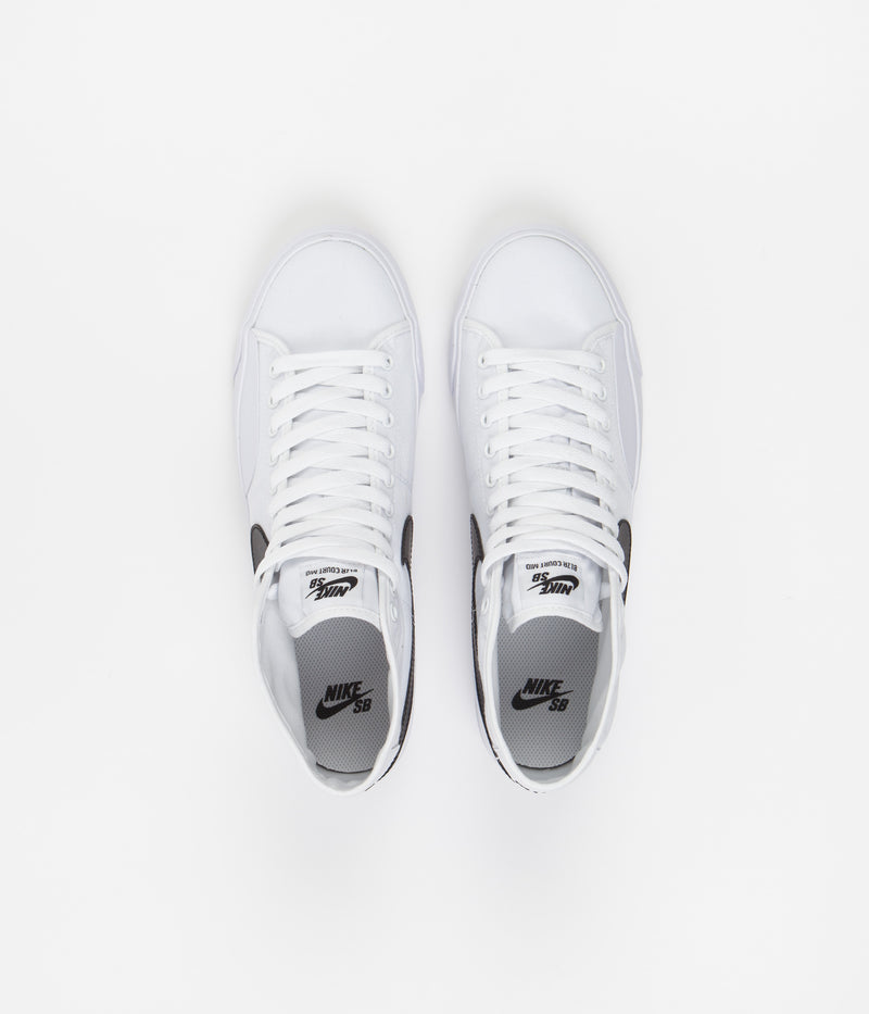 Nike SB Blazer Court Mid Shoes in White and Black and White