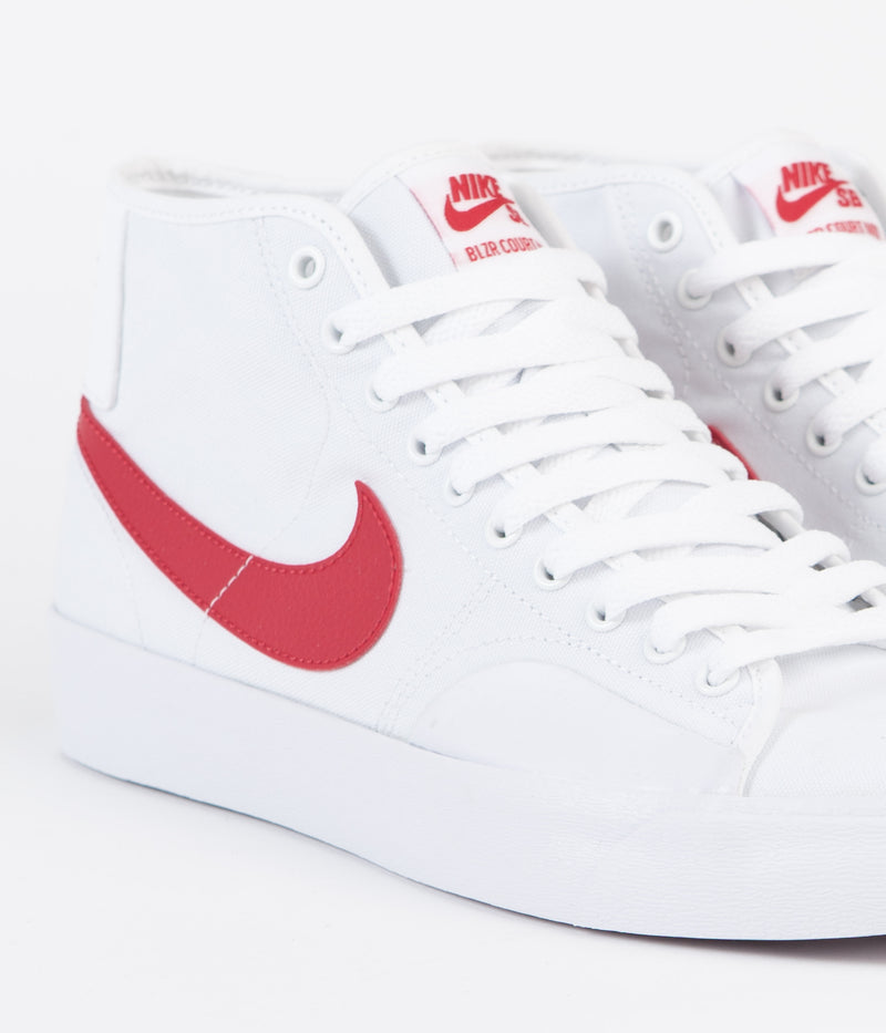 Nike SB Blazer Court Mid Shoes in White and University Red and White