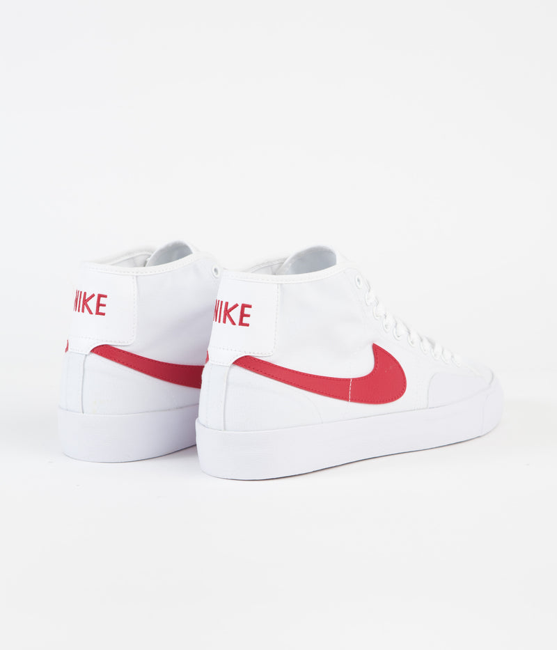 Nike SB Blazer Court Mid Shoes in White and University Red and White