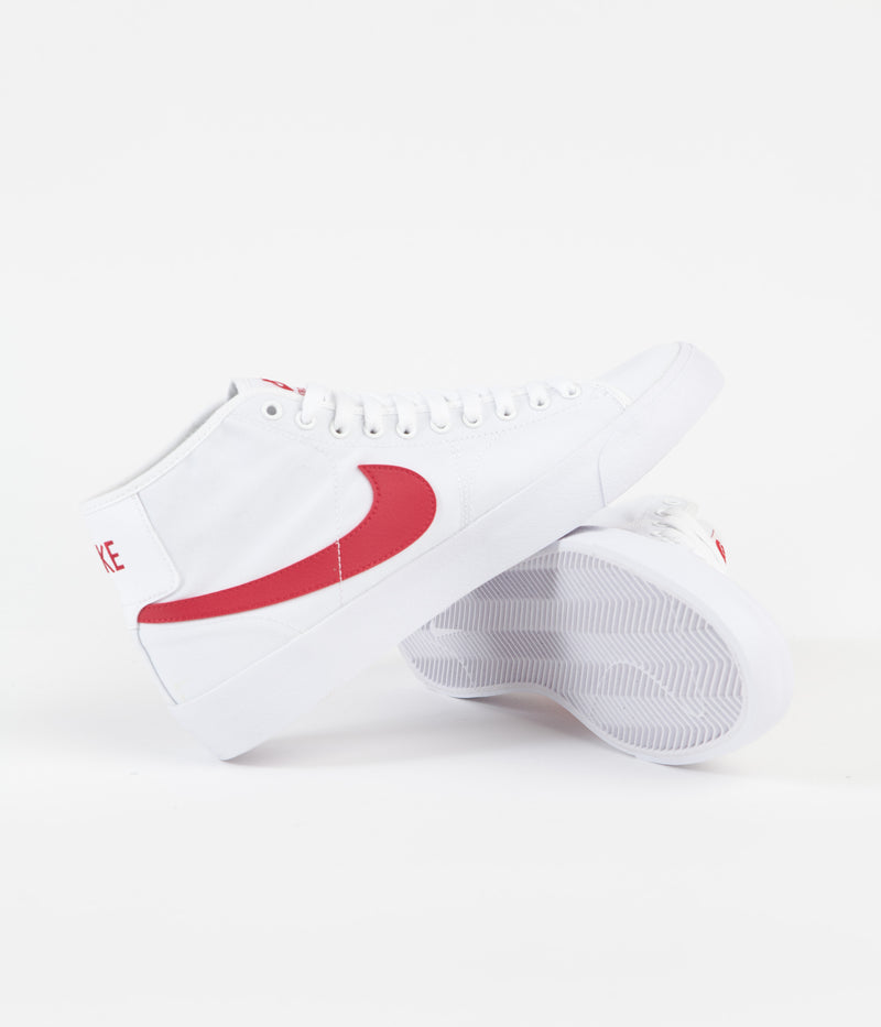 Nike SB Blazer Court Mid Shoes in White and University Red and White