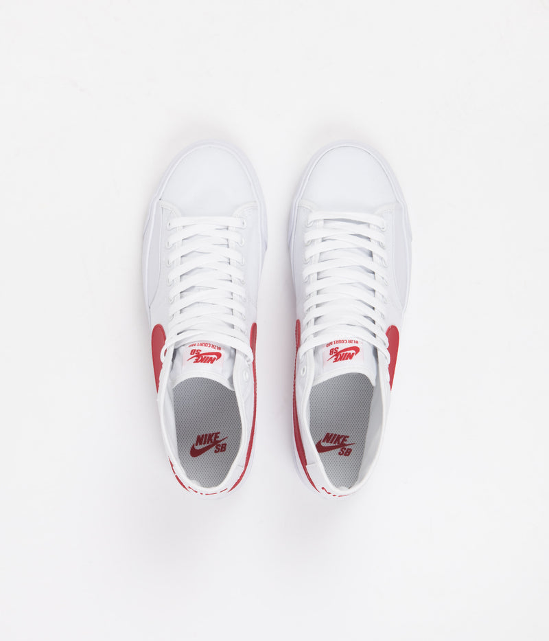 Nike SB Blazer Court Mid Shoes in White and University Red and White