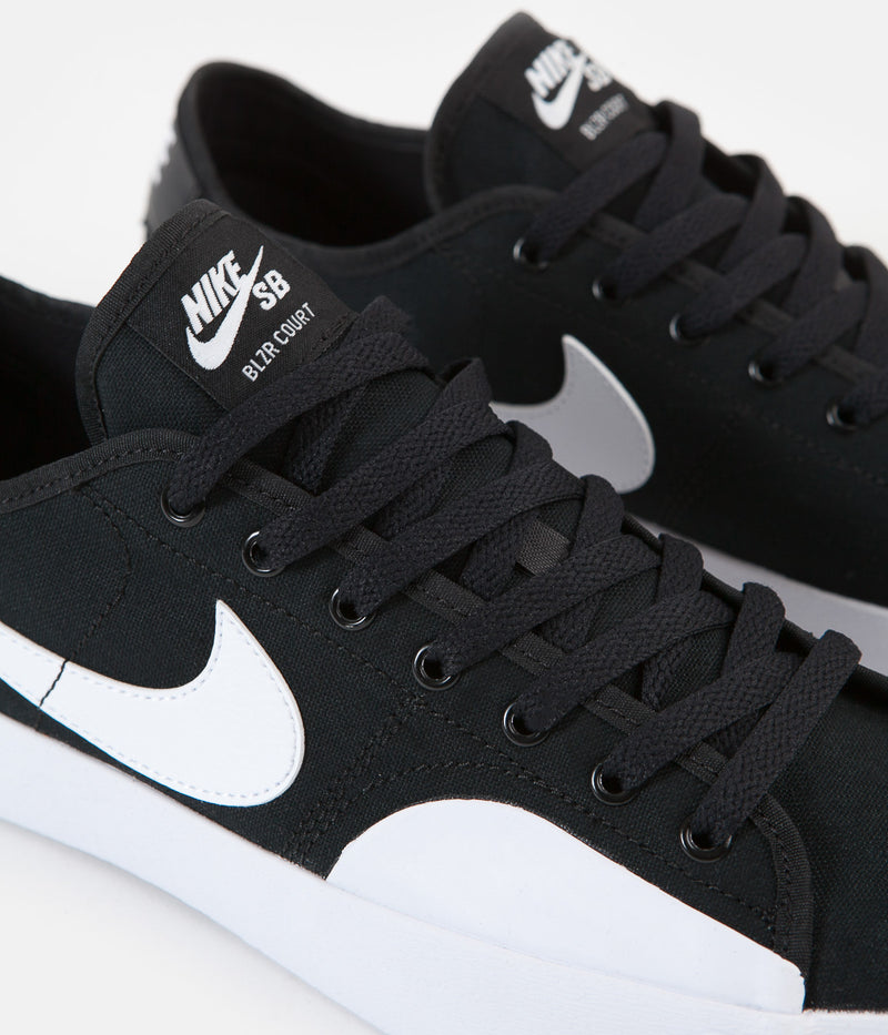 Nike SB Blazer Court Shoes in Black and White and Black - Gum Light Brown