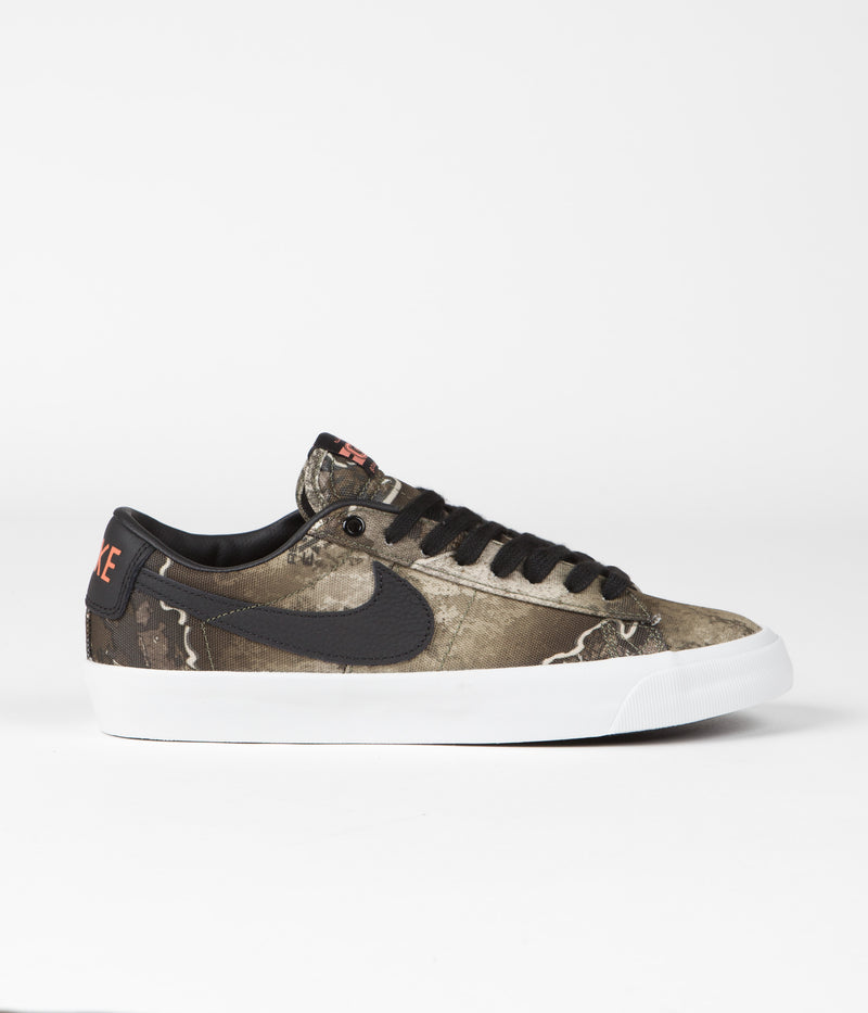 Nike SB Blazer Low Pro GT Premium Shoes in Black and Safety Orange and Black - Photon Dust