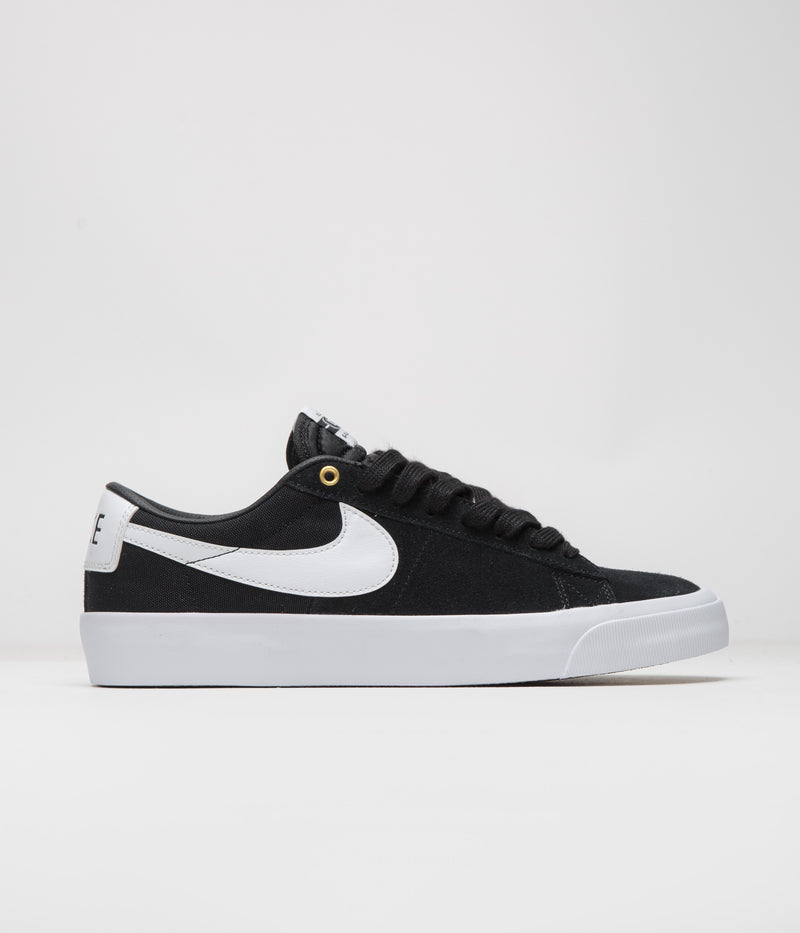 Nike SB Blazer Low Pro GT Shoes in Black and White and Black - Gum Light Brown
