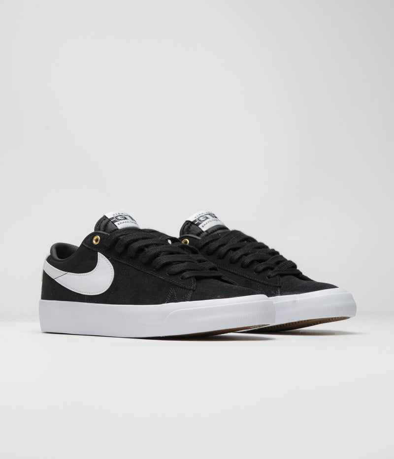 Nike SB Blazer Low Pro GT Shoes in Black and White and Black - Gum Light Brown