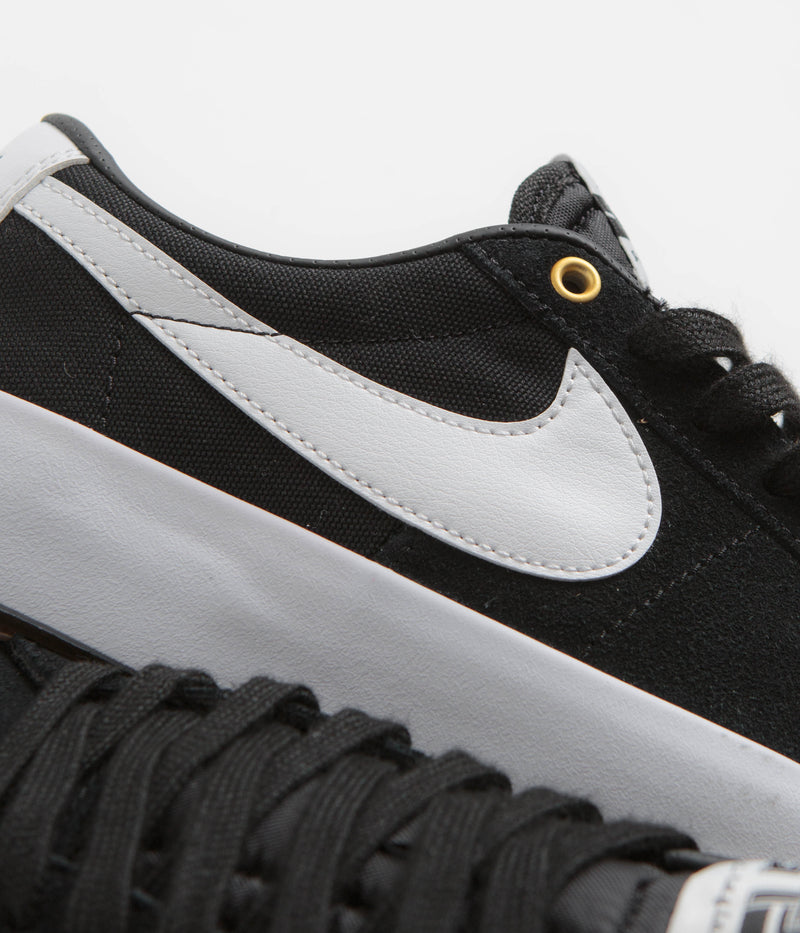 Nike SB Blazer Low Pro GT Shoes in Black and White and Black - Gum Light Brown