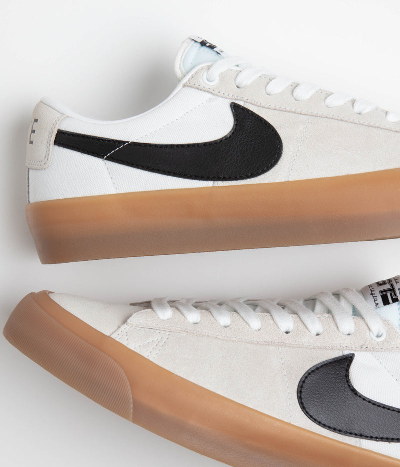 Nike SB Blazer Low Pro GT Shoes in White and Black and White - White