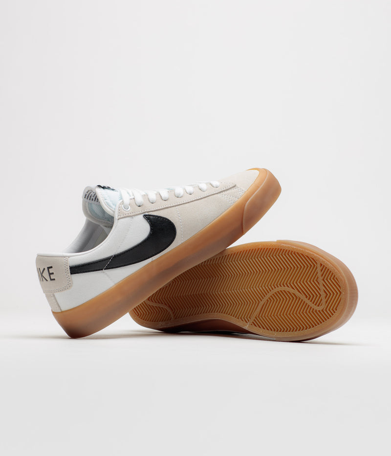 Nike SB Blazer Low Pro GT Shoes in White and Black and White - White