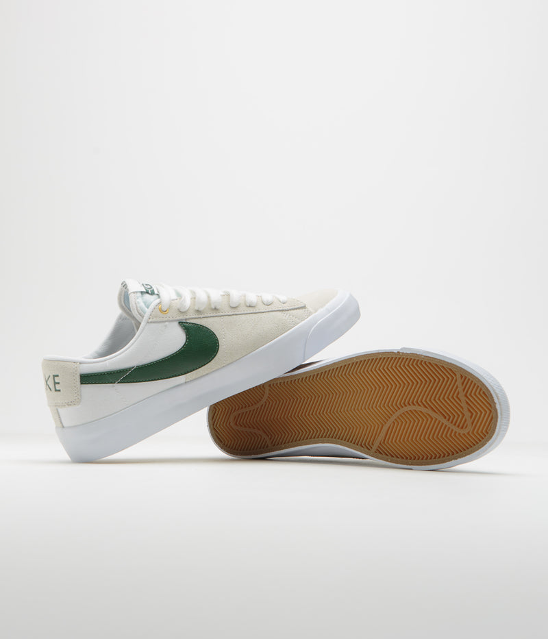 Nike SB Blazer Low Pro GT Shoes in White and Fir and White - Gum Light Brown