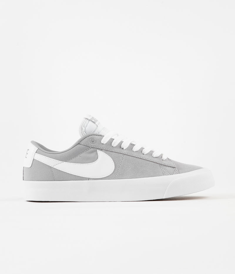 Nike SB Blazer Low Pro GT Shoes in Wolf Grey and White and Wolf Grey - White