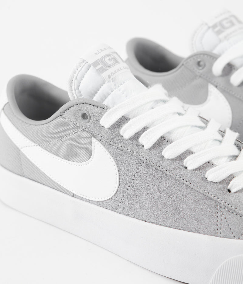 Nike SB Blazer Low Pro GT Shoes in Wolf Grey and White and Wolf Grey - White