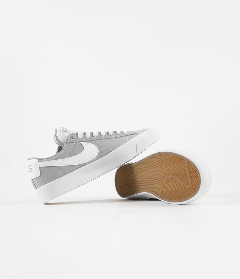 Nike SB Blazer Low Pro GT Shoes in Wolf Grey and White and Wolf Grey - White