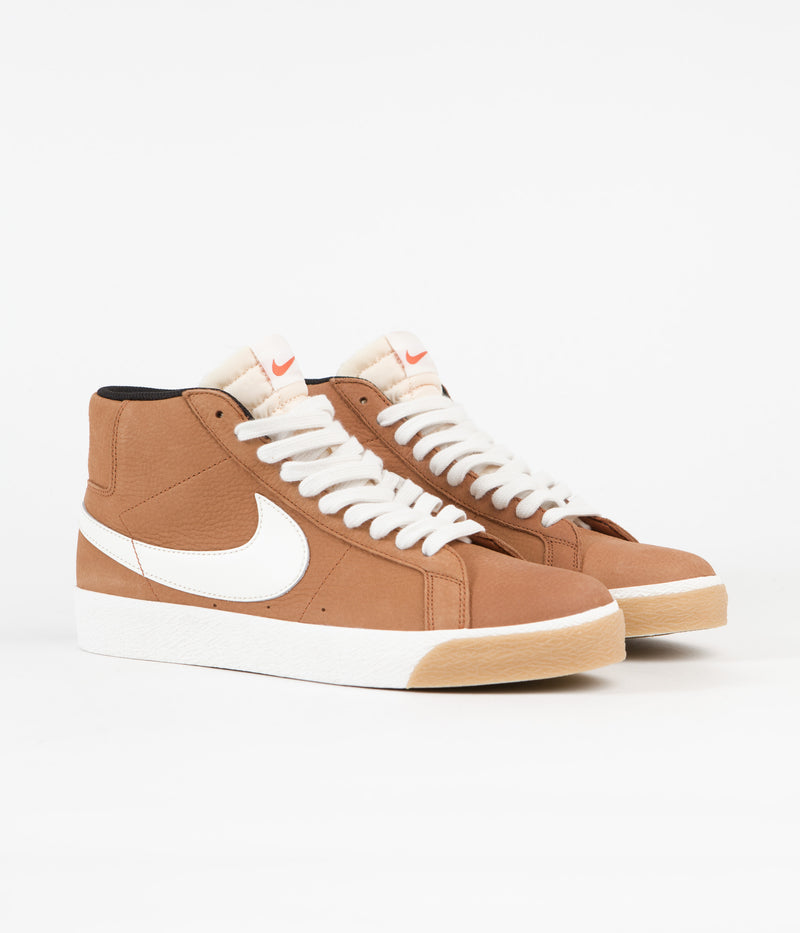 Nike SB Blazer Mid Orange Label Shoes in Dark Russet and Sail and Dark Russet - Black