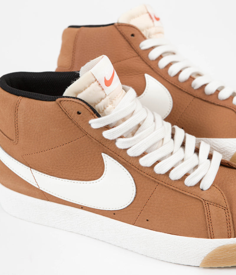 Nike SB Blazer Mid Orange Label Shoes in Dark Russet and Sail and Dark Russet - Black