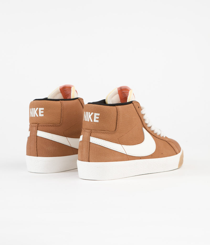Nike SB Blazer Mid Orange Label Shoes in Dark Russet and Sail and Dark Russet - Black