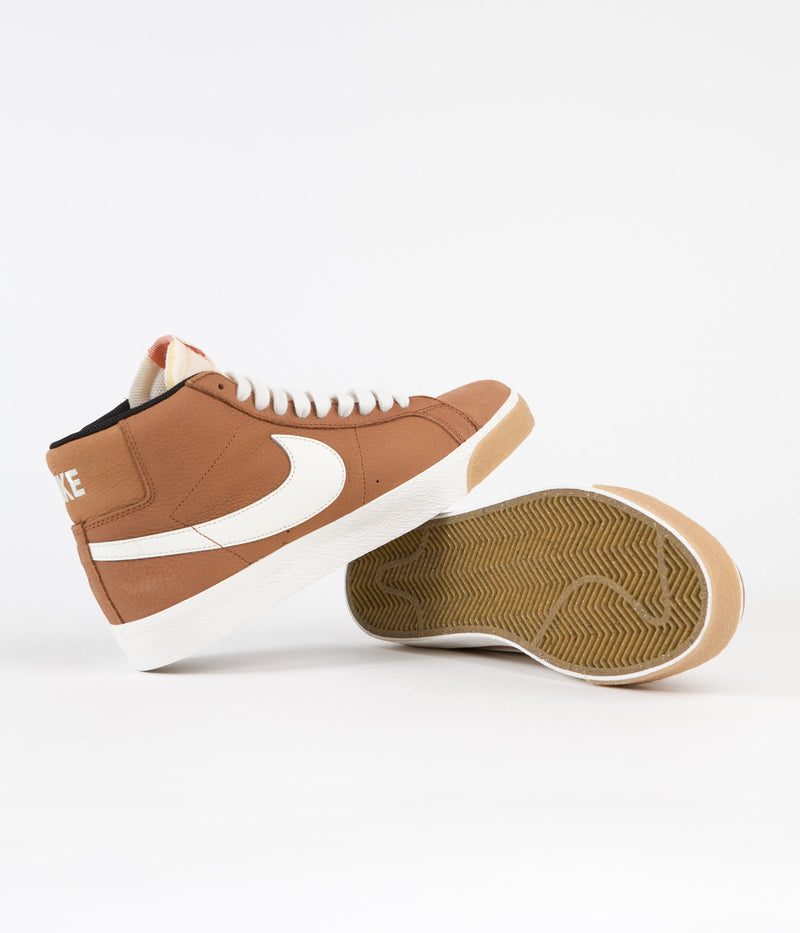 Nike SB Blazer Mid Orange Label Shoes in Dark Russet and Sail and Dark Russet - Black