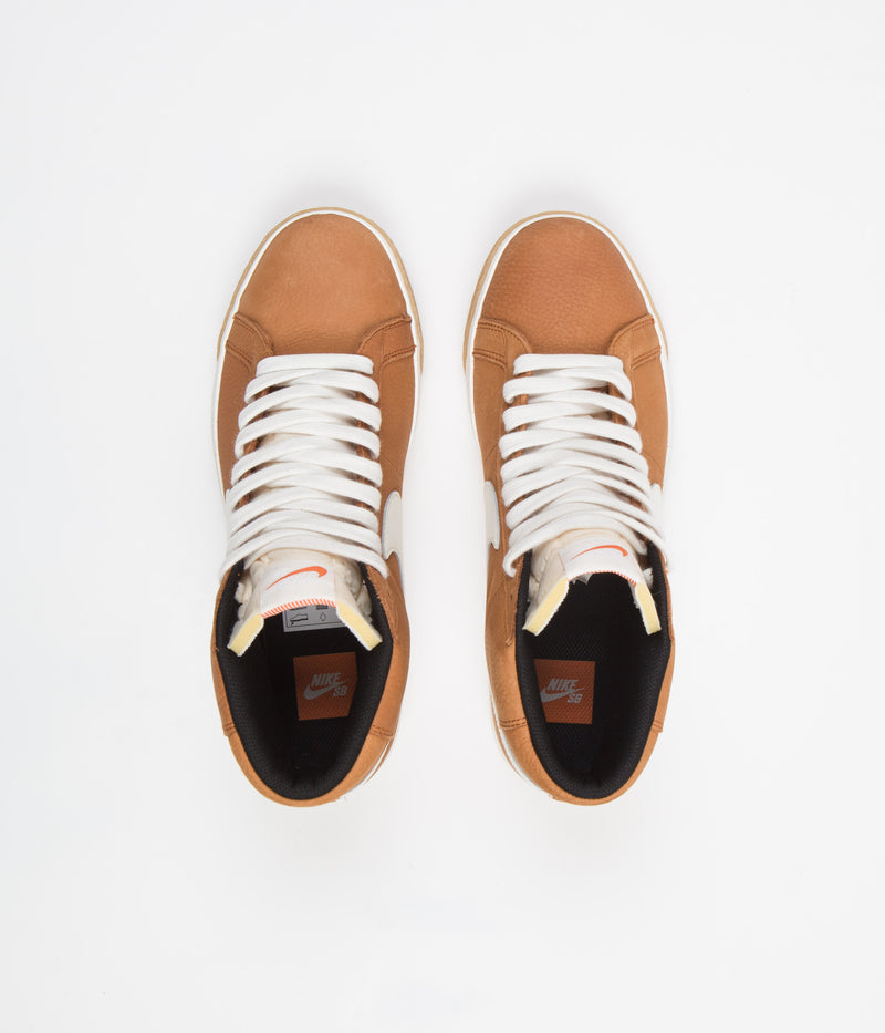Nike SB Blazer Mid Orange Label Shoes in Dark Russet and Sail and Dark Russet - Black