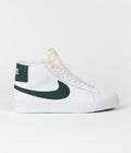 Nike SB Blazer Mid Orange Label Shoes in White and Pro Green and White - Pro Green