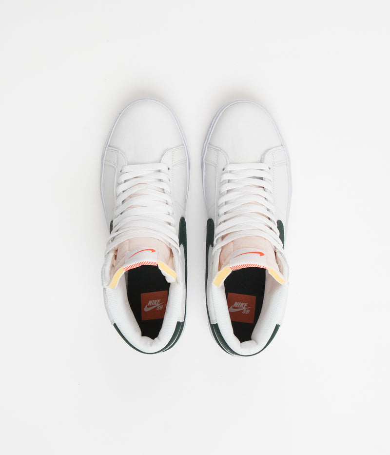 Nike SB Blazer Mid Orange Label Shoes in White and Pro Green and White - Pro Green