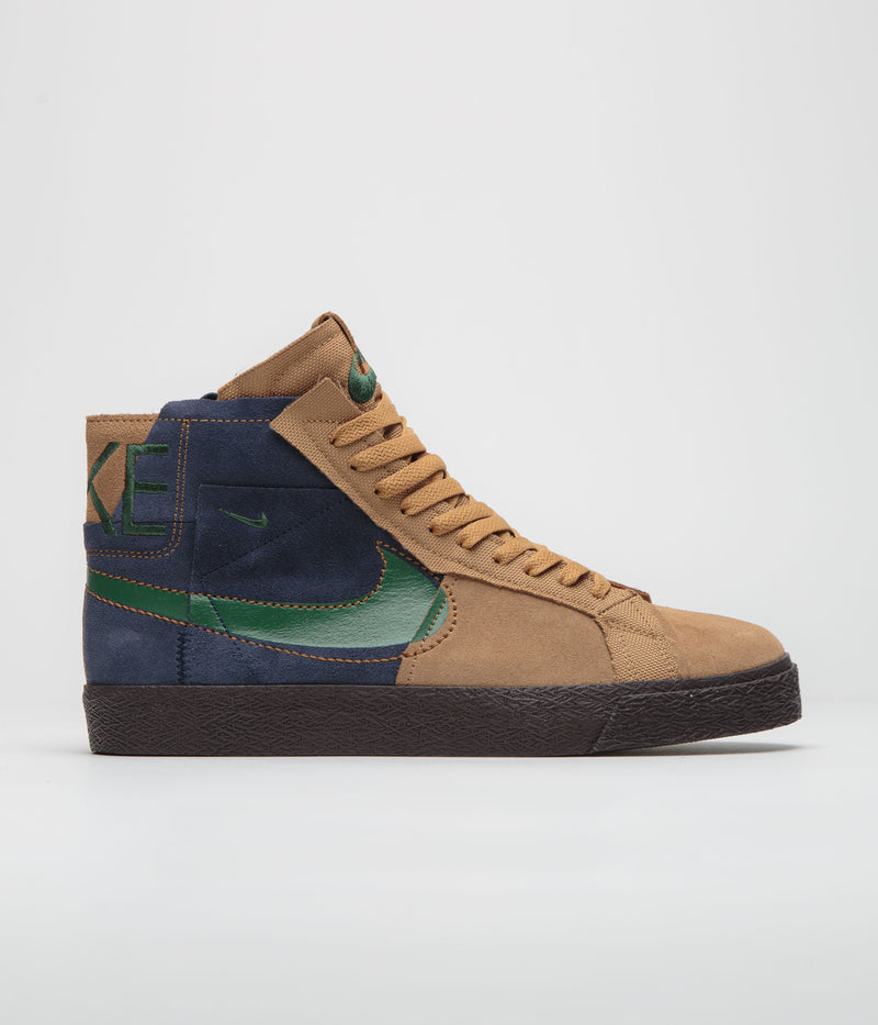 Nike SB Blazer Mid Premium Shoes in Legend Dark Brown and Fir and Obsidian