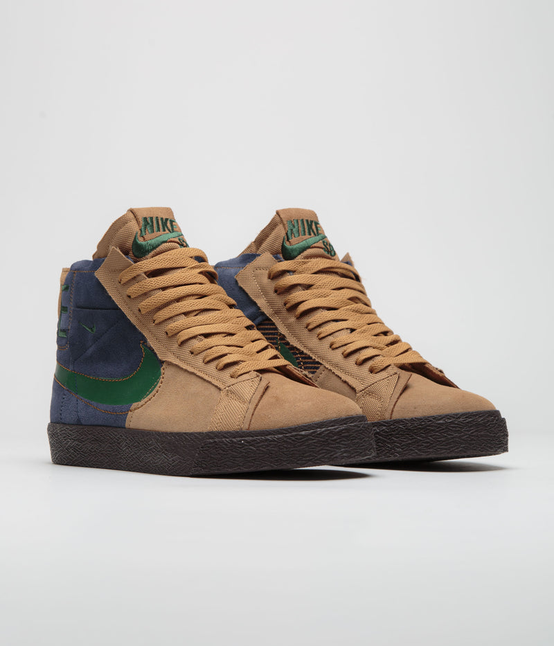 Nike SB Blazer Mid Premium Shoes in Legend Dark Brown and Fir and Obsidian