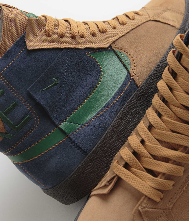 Nike SB Blazer Mid Premium Shoes in Legend Dark Brown and Fir and Obsidian