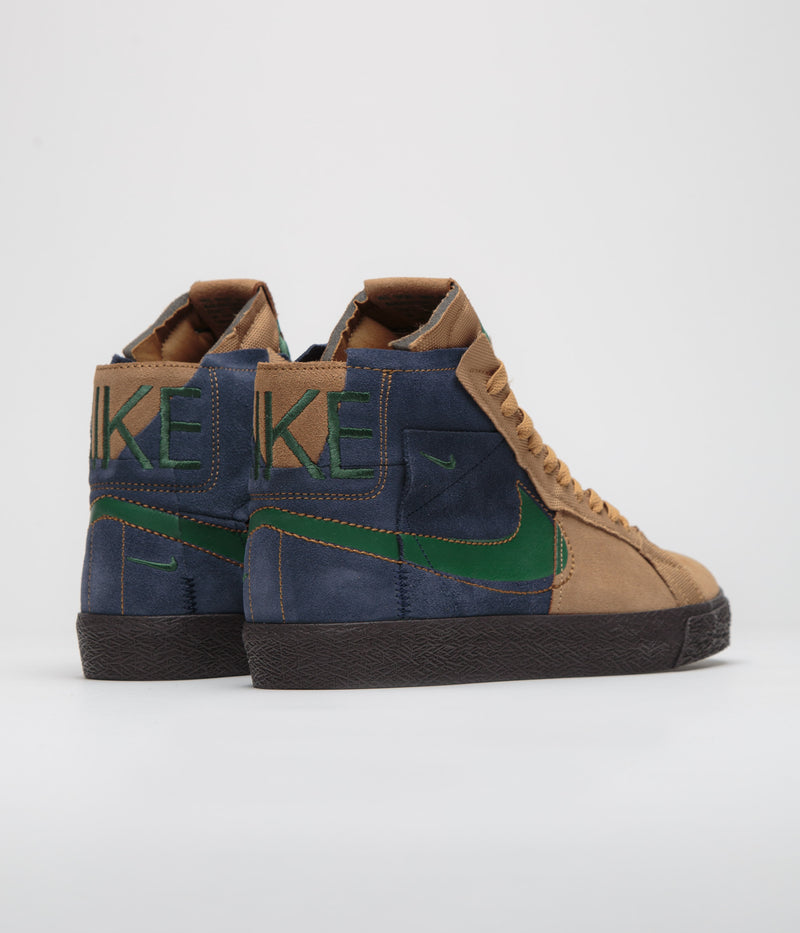 Nike SB Blazer Mid Premium Shoes in Legend Dark Brown and Fir and Obsidian