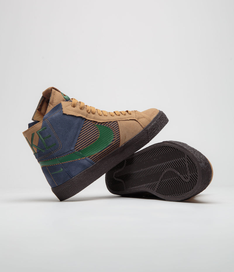 Nike SB Blazer Mid Premium Shoes in Legend Dark Brown and Fir and Obsidian